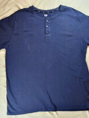 Gap Mens Blue Pullover Short Sleeve Henley Shirt Size XL